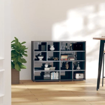 NNEVL Side Cabinet High Gloss Grey 97x32x72 cm Chipboard