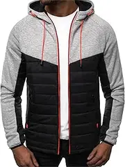 [JEShifangjiusu] Zipper Lightweight Down Coat for Men Packable Outdoor Adventure Sport Coats for Men Zip Up Warm Jacket, Light Gray, XXL