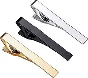 [ROMISBABA] Buy Again Tie Zier 3pcs Men Tie Clip for Regular Ties Business Suit Tie Bar Clip Silver Gold Silver Tie Bar Clip