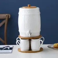 在飛比找樂天市場購物網優惠-永福盛 北歐家用餐廳用陶瓷果汁罐冷水壺帶水龍頭水杯大容量5升