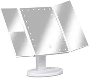 Embellir LED Makeup Mirror, Vanity Mirrors Beauty Cosmetic Dressing Bathroom Decor, Beads with 1X2X3X Magnification Foldable Built-in Storage Tri-fold Rectangle