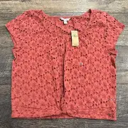 NWT American Eagle Outfitters Crop Shirt Womens XL Mauve Eyelet Top