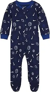 Nike Baby Boys Sports Ball Full Zip Sleep & Play Footed Coverall (Blue Void(56H592-U9J)/White, 3 Months)