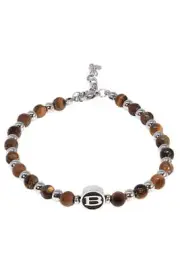 Barabas Unisex Woodgrain Jasper and Silver Beads Bracelets 4BB11