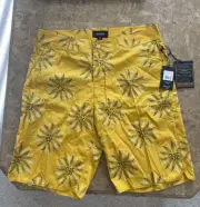 New Brixton Mendel Hybrid Board Shorts Surf Walk 32 Gold