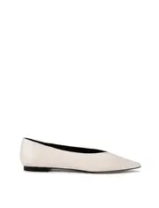 Locke Flat Pumps - Chalk White Leather