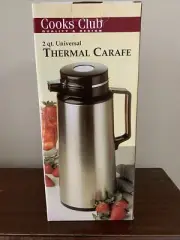 Cooks Club 2 Qt. Touch Button Stainless Steel Thermal Carafe NIB