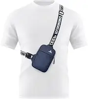 [Peicees] Mini Crossbody Sling Bag Chest Bag Dual Pocket Water Resistant Running Phone Holder for Men Women Workout Travel, Dark Blue, mini, Sling Bag