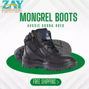 Mongrel Work Boots Security Zip Sider Non Steel Soft Toe Black Security 961020