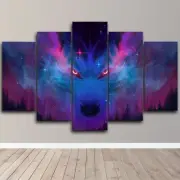 The Cosmic Wolf Artwork Abstract Beauty 5 Piece Canvas Wall Art Print Home Decor