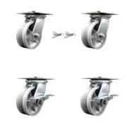 5 Inch V Groove Semi Steel Swivel Caster Set 2 Swivel Locks 2 Brakes SCC