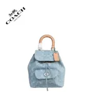 COACH Leah Backpack 21 Signature Denim Light Blue CJ833 Outlet NEW