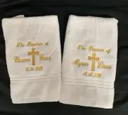 Christening, Baptism, Nameing Bath Towel - Bath Sheet - Hand Towel Set
