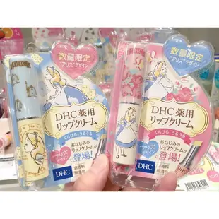 Ariel's Wish-日本迪士尼DHC 聯名愛麗絲Alice下午茶限量純橄欖精華護唇膏高保濕滋養-日本製-粉色玫瑰花