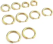 [JSDDE] Piercing Set of 10 Surgical Steel Hoop Earrings Hoop Ring Septum Tragus Helix Ear Piercing Huggie Hoop Earrings 8-16 mm, stainless steel
