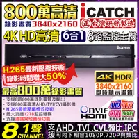 在飛比找蝦皮購物優惠-台製 H.265 可取 ICATCH 800萬 4K 8路主