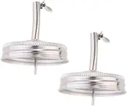 Hoement 2Pcs Stainless Steel Mason Jar Pour Spout Lids Compatible Replacement Lids for Jars for Oil Vinegar Syrups Easy to Use for Kitchen Bbq