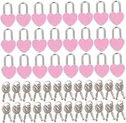 Hoement 24Pcs Mini Heart Shaped Padlock Versatile Small Locks with Keys for Diaries Suitcases and Handbags Durable and Material Classic Vintage Design