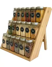 Bamboo Spice Rack and Organizer, 3-Tier Seasoning Spice Jar Organizer