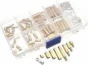 Daseeme 120PCS Nut Screws H-ex Brass Spacer Assortment Kit Set Box Design M 3 Male Female Standoffs for P-CB Board R-epairing Renovation
