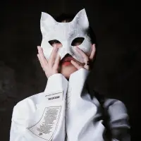 在飛比找蝦皮商城精選優惠-面具 女士人動物白貓狐狸cosplay麵具貝利亞國風小紅娘臉