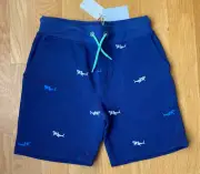 New Mini Boden Boys Embroidered Jersey Shorts Size 12