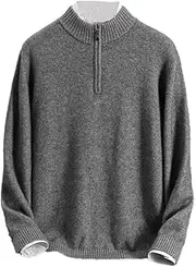 [Hamthuit] Men Zipper Half Pullover Men's Padded Half-High-Necked Zipper Pullover Long-Sleeved Knitted Bottoming Sweater