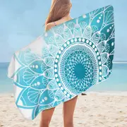 Fading Light Blue Mandala Microfiber Beach Towel