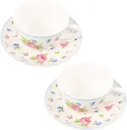 TIDTALEO 1Set Decorative Bone China Tea Cups and Saucers Handheld Water Mug Home and Festivals Stylish Design for Coffee Tea and Daily Use