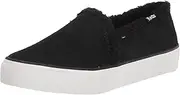 [Keds] Women's Double Decker Suede/Shearling Slip On Sneaker, Black, 5.5