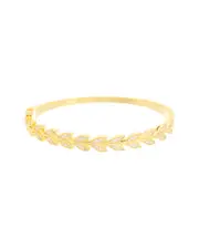 Juvell 18K Plated CZ Feather Bangle Bracelet