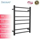Decaura 7 Rungs Electric Heated Towel Rail 304 Stainless Steel Towel Racks Black