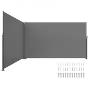 VEVOR Retractable Side Awning, 160X600cm Aluminum Outdoor Privacy Screen, 280g Polyester Water-proof Retractable Patio Screen, UV 30+ Room Divider Win
