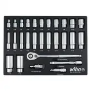 Wiha Socket Set 28-Piece+72-Tooth Ratchet System+5 Degree Arc+Quick-Release