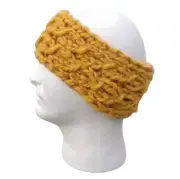 Women's Irish Cabled Headband Handmade Alpaca Knit M/L Mustard Yellow Circlet