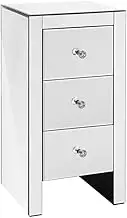Artiss Bedside Table Mirrored Side Tables Storage Small Narrow Desk Chest of Drawers, with 3 Drawer, Bedroom Living Room Home Furniture Tallboy Lamp Stand Nightstand Cabinet, 30 x 60cm