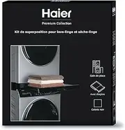 Haier Premium Universal Washing Machine and Dryer Intermediate Frame Space Saving with Black Anti-tip Pull-Out Base Perfect for Haier Black Washing Machines and Dryers