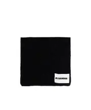 Jil Sander Logo Tag Knitted Scarf One size Black