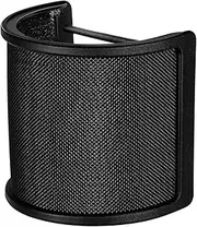Mic Pop Filter Metal Mesh and Foam Layer Mic Cover Handheld Microphone Pop Filter Windscreen Wind Screen Studio Shield Mount for USB Condenser Microphone, Black