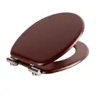Universal Toilet Seat Soft Close Wooden Bathroom U Shape Loo Lid Cover w/ Hinges