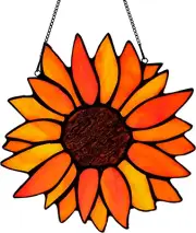 Sun Flower Suncatcher Stained Glass Window Hangings, Sunflower Decor Wall Art fo