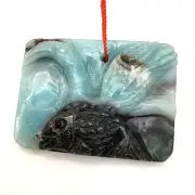 Natural Blue/Black Amazonite Carved Fish Pendant Bead Charm Gemstone Free Ship