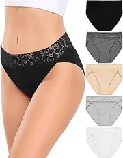 [RHYFF] Women's Cotton Hipster Underwear Women Lace Briefs Women's Breathable Stretch Panties Women's Soft Women's Briefs Multipack S-XXL