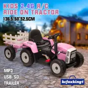 Electric Kids Ride On Tractor Farm Toy Tractor Set MP3 Radio Tractor Toy Pink