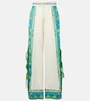[Alemais] Alémais Vivianna printed high-rise wide-leg pants UK 14 white