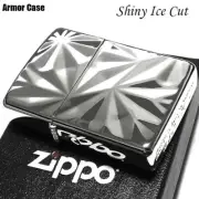 Zippo Armor Case Shiny Ice Cut Diano Silver Brass Lighter 2 Sided Processing New