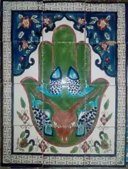 decorative handmade painted ceramic tiles arabic khamsa backsplash mosaic panel