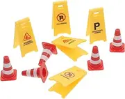 Kisangel 10pcs Mini Traffic Road Signs Set for Boys and Girls Pretend Play Construction Site Toys Street Signs Toy DIY Doll House Accessories
