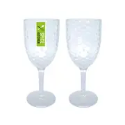 12 x Plastic Ripple Clear Wine Cups Glasses 350ML Drinking Red White Wine Party