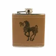 6oz Pretty Pony Leather Flask